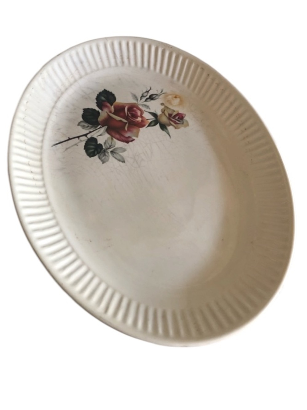 Vintage Serving Platter w Rose Motif